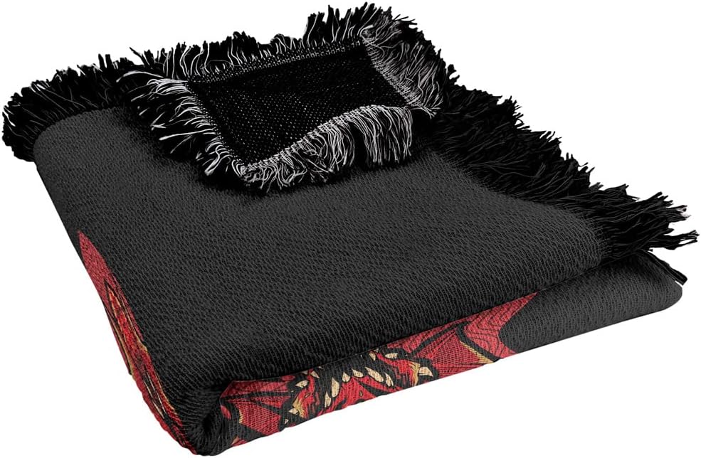 LOGOVISION Dungeons & Dragons Blanket, 50"x60" Dragons in Dragons Woven Tapestry Cotton Blend Fringed Throw