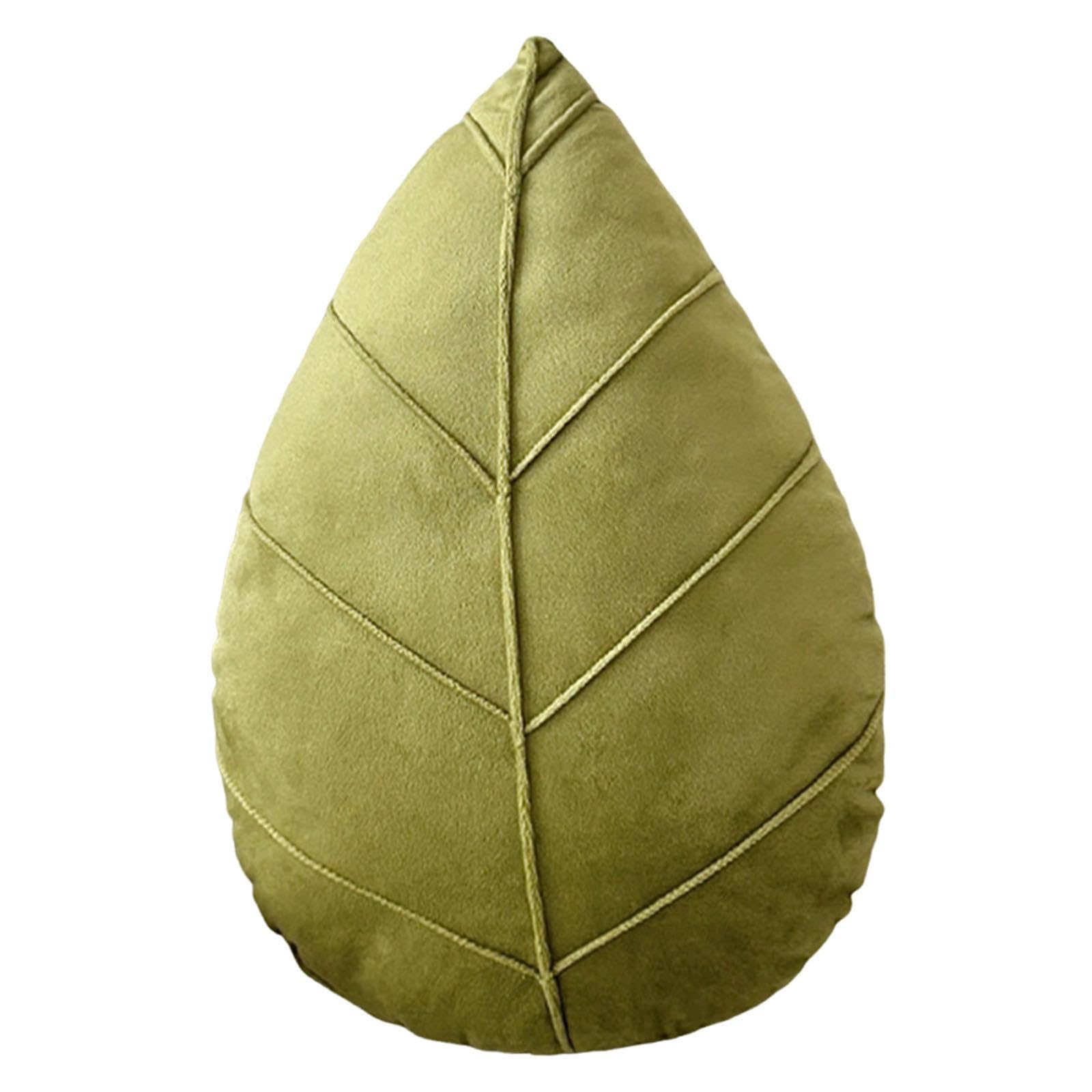 Leaf Decorative Pillow Soft Gift Plush Throw Pillow for Sofa Holiday Bedroom Grass Green 38X25Cm-image-18