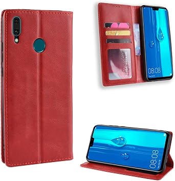 Case for Huawei Y9 2019 / JKM-TL00 / JKM-AL00 / JKM-AL00a / JKM-LX1 / JKM-LX2 / JKM-LX3 Case Cover,Leather flip case Cover Red