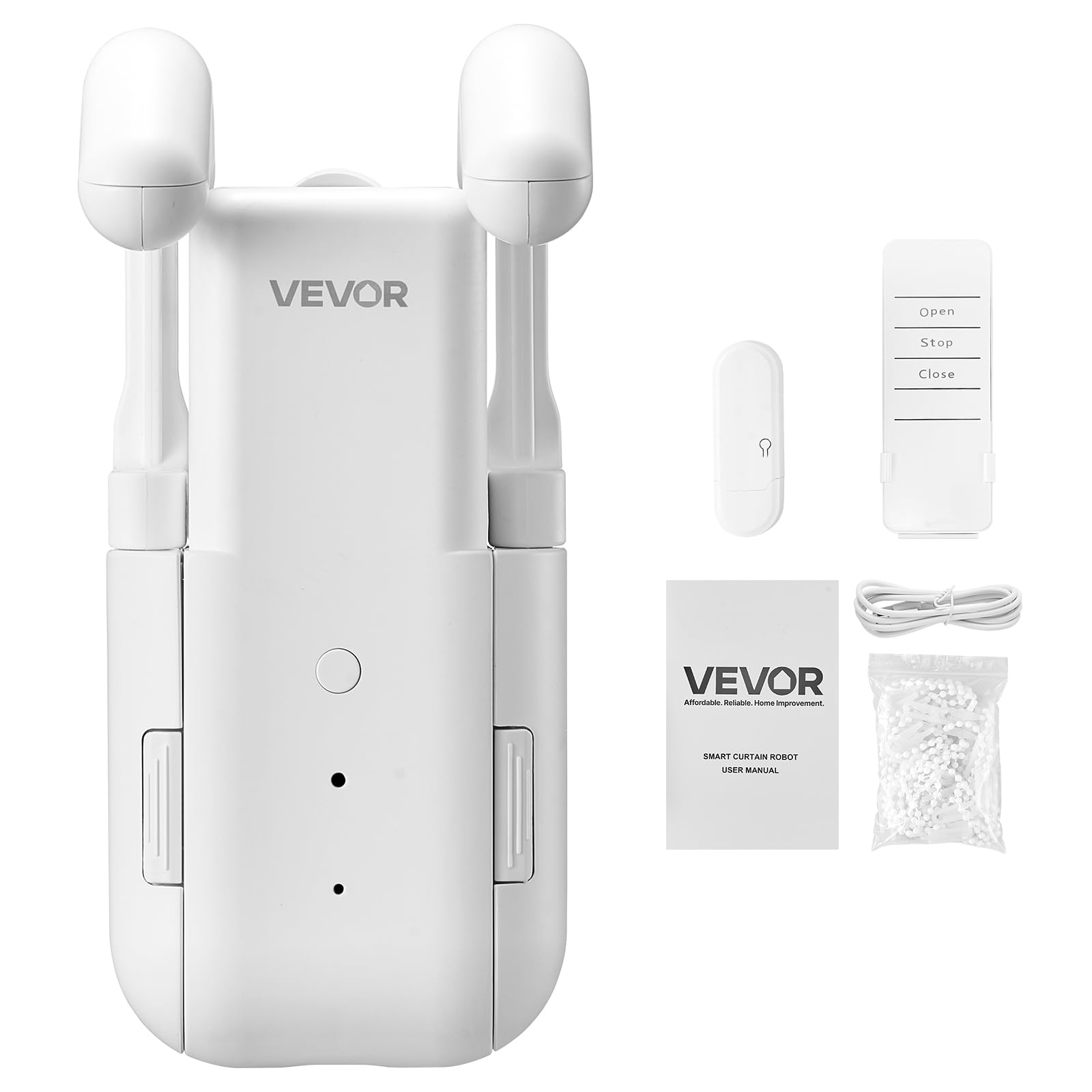 VEVOR Abridor de Cortinas Automático, Robot de Cortinas Inteligente con App, Control Remoto, Concentrador, Compatible con Alexa y Google Home, Apertura/Cierre Programados, para Varillas Romanas