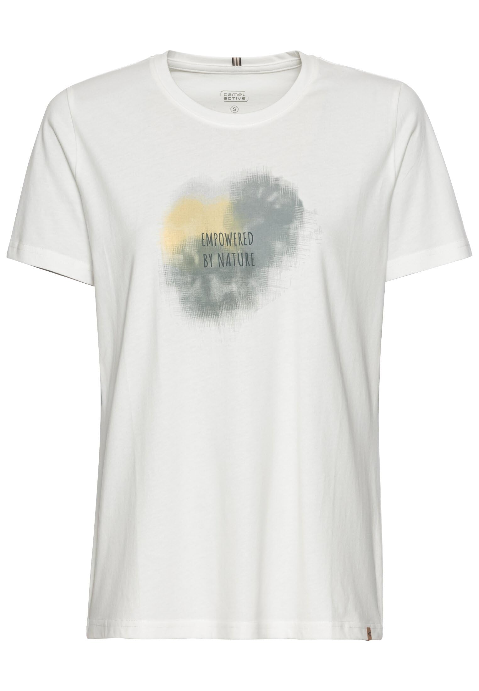camel active Women's T-Shirt with Print Made from Sustainable Organic Cotton, White-Grey, S