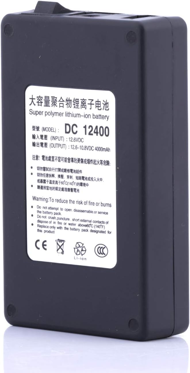 DC 12V 2A (24W) 4000mAh Rechargeable Protable Lithium ion Battery Pack for Telescope Breast Pump Signal Tool and More DC12400 (Black)