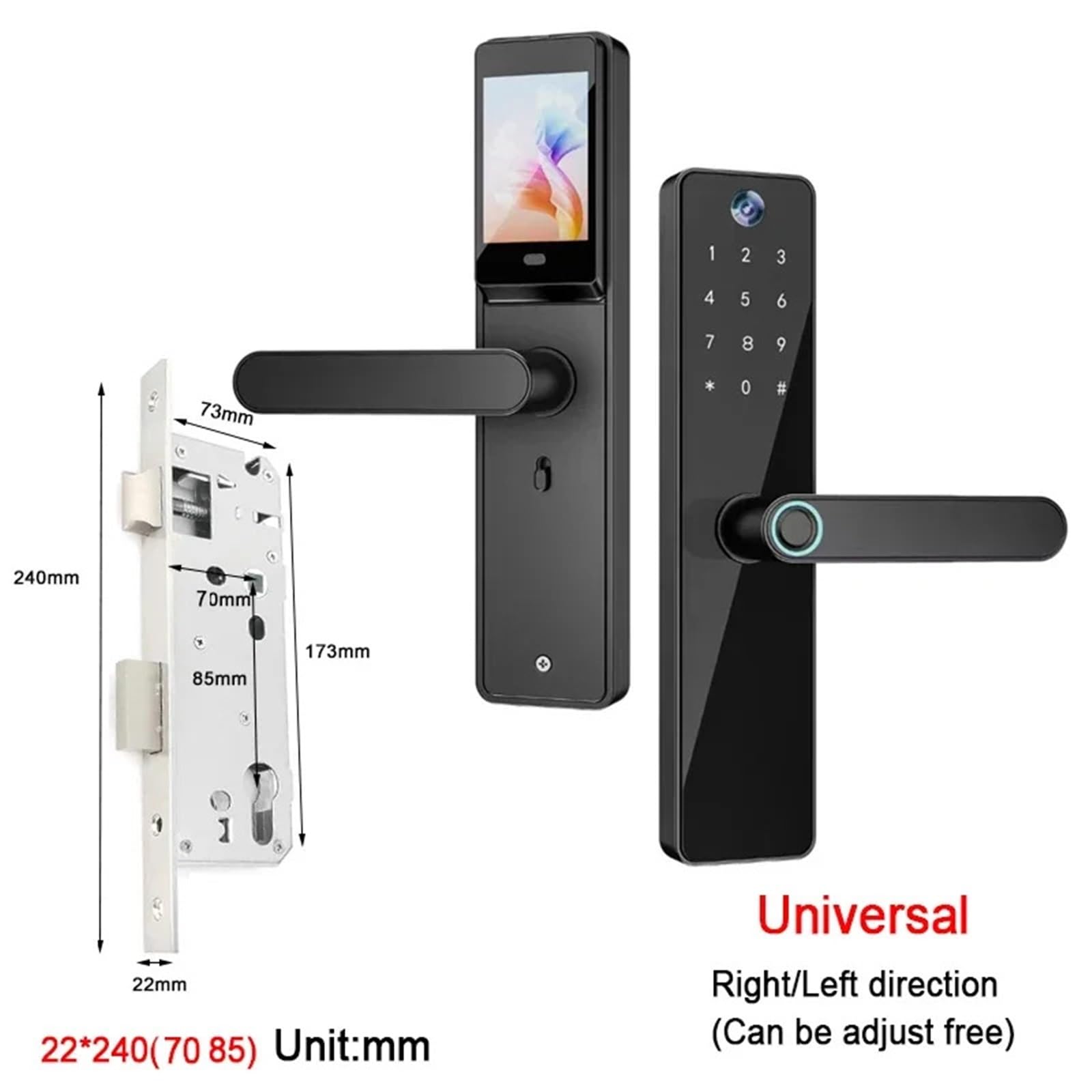 IP66 wodoodporny Wifi inteligentny zamek do drzwi elektroniczny cyfrowy z klawiaturą wejściowych o grubości 35-100mm ,Odporny na korozję(22x240(7085))
