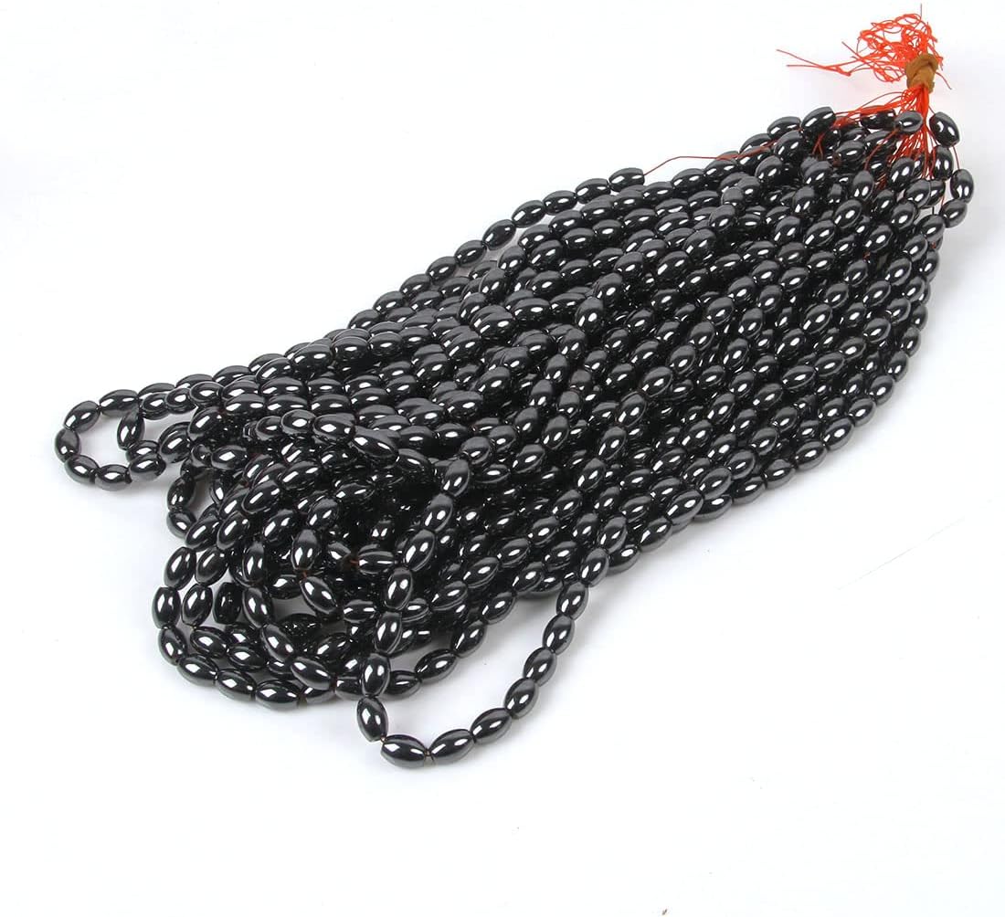 Perlin Hematite Black Beads Hematite Oval 8 mm Non-Magnetic Black 45 Pcs Gemstones 1 Strand for Jewellery Making Bracelet Necklace Earrings DIY Crafts Accessories - Image 6