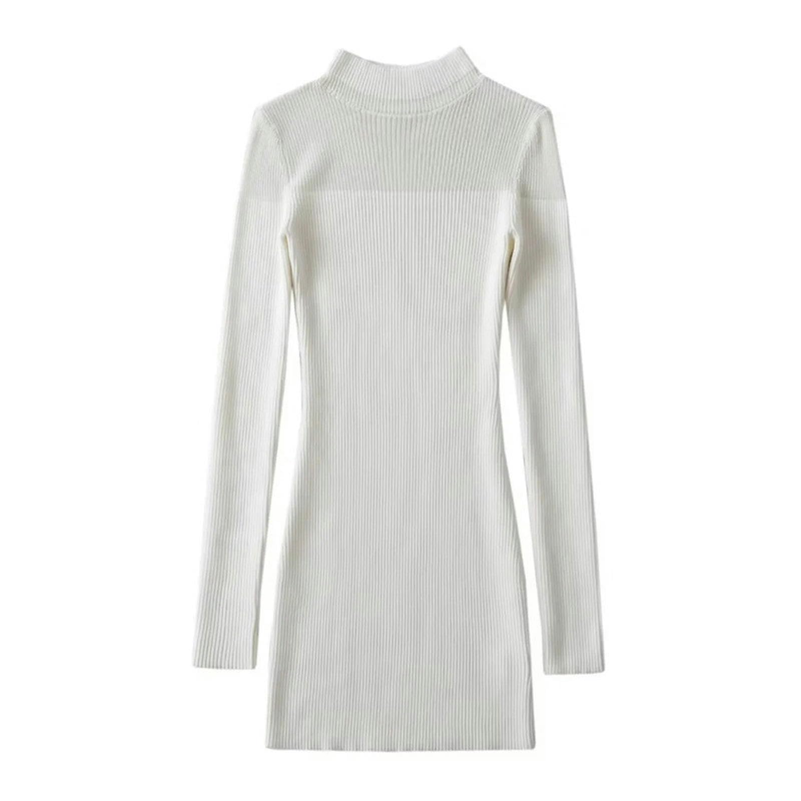 Robe tricotée blanche coupe slim pour vos sorties élégantes de l'automne