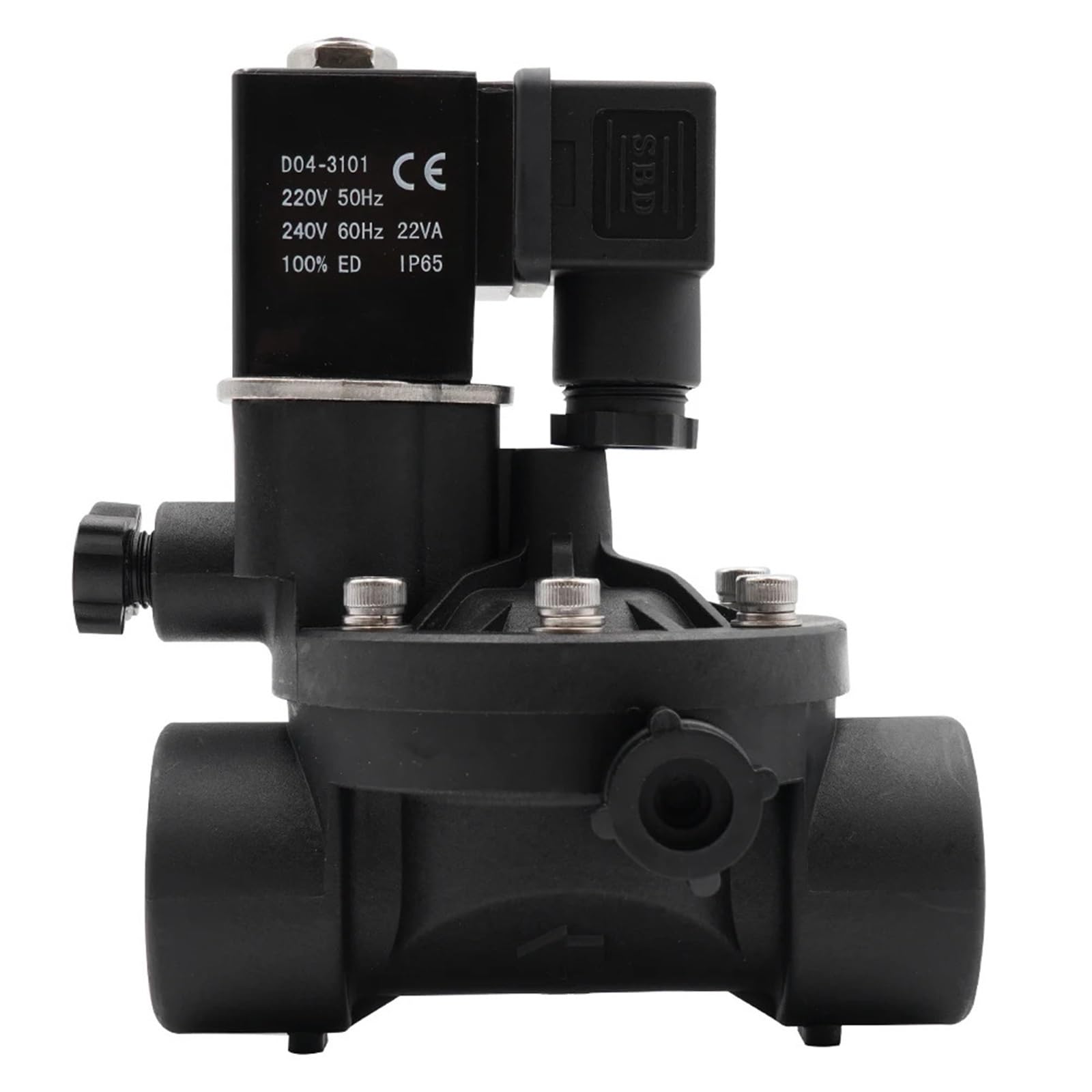 Huuoqiwy 36895 Normally Closed Or Normally Open Ac220v 2-Way Pilot Operated Plastic Solenoid Valve With Manual Switch(Npt-Ac 220V-Open)