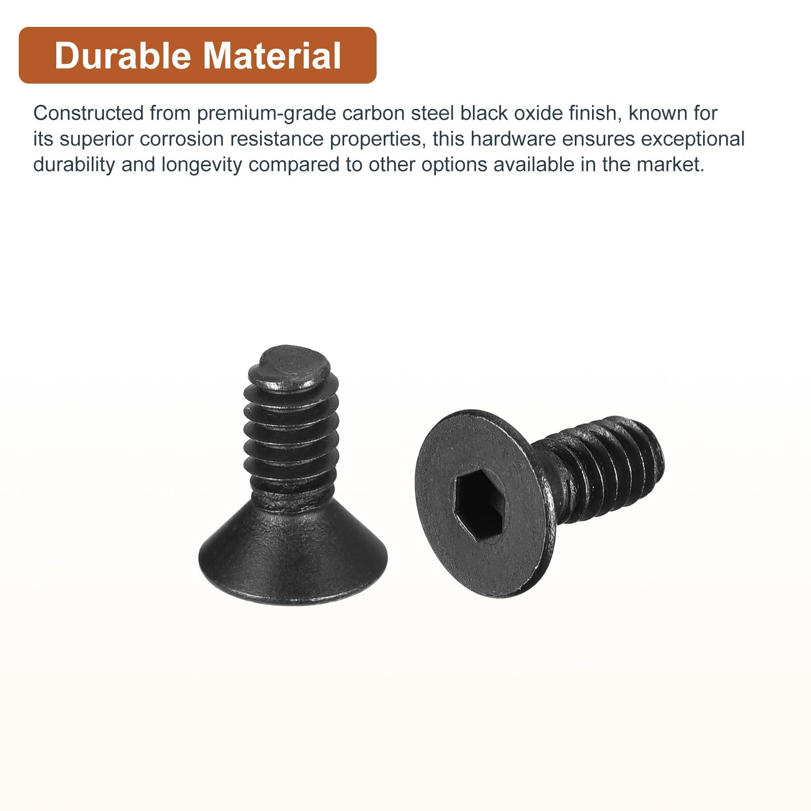 DTGN 1/4-20x5/8" Flat Head Socket Cap Screws, 25 Pack Hex Socket Flat Head Screws Carbon Steel Black Oxide, Full Thread - Image 3