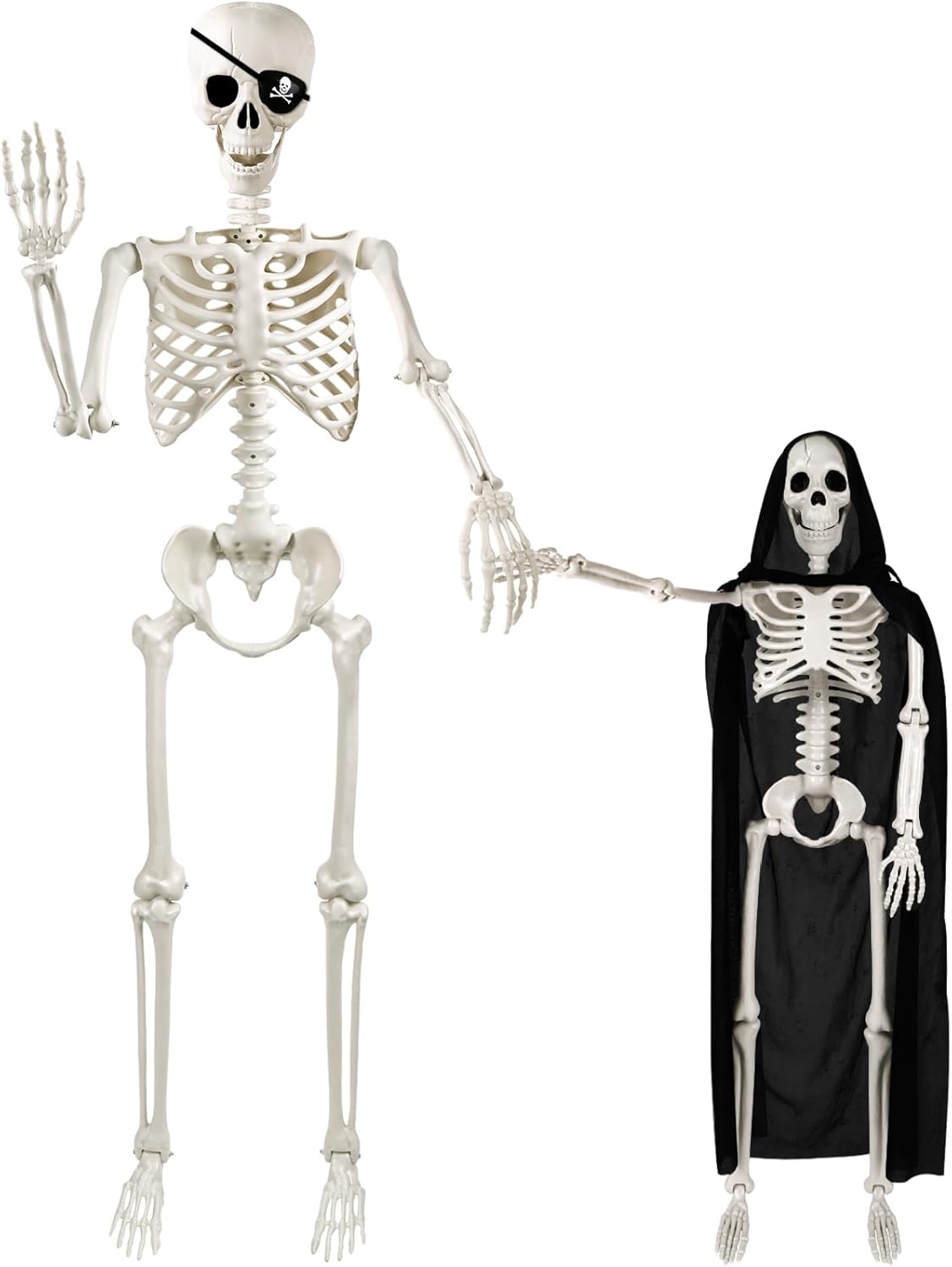 5.4ft &3ft Halloween Life Size Human Skeleton,Halloween Full Body Posable Human Skeleton Bones Decorations with Movable Joints for Indoor Outdoor Halloween Props Decorations