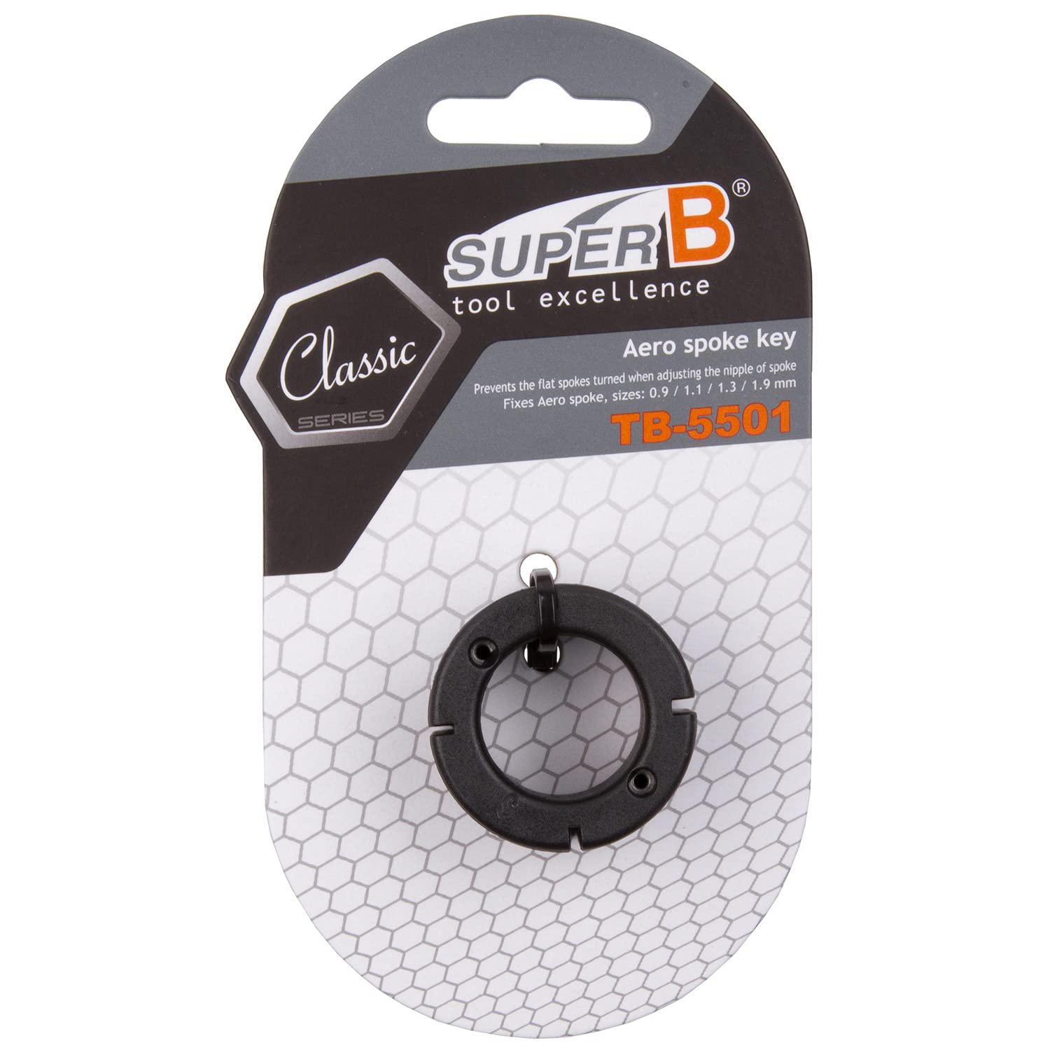 Super B Clef à Rayon TB-5501 – Noire, En Nylon – Pour Rayons De 0,9/1,1/1,3/1,9 Mm – Outil De Base Pour Tout Cycliste
