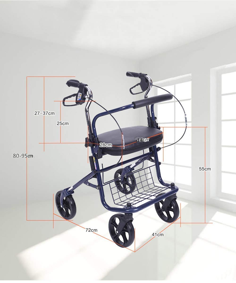 NATWEE Walker, Leichter, zusammenklappbarer Rollator mit Vier Rädern, gepolstertem Sitz, ergonomischen Griffen und abnehmbarem Einkaufskorb-Gehrahmen It's so Kind of You
