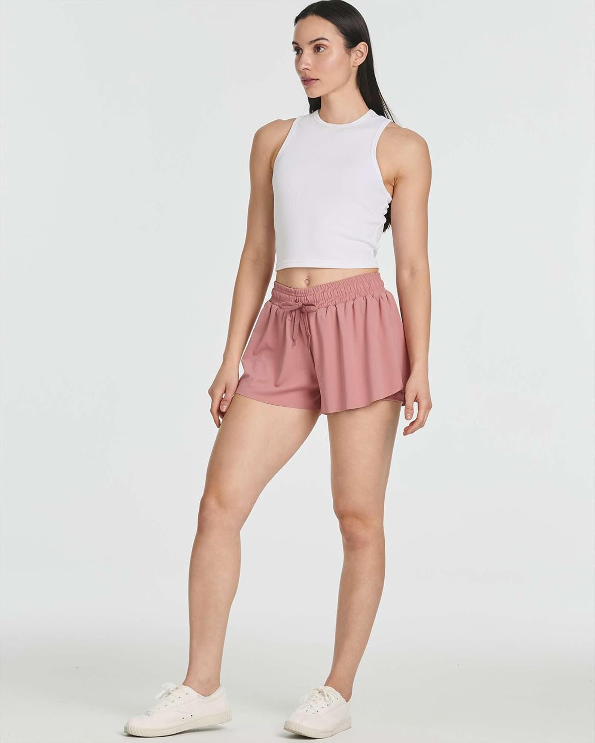 Real Essentials 4 Pack:Womens Flowy Dry Fit Running Short - Spandex Underneath Athletic Workout Gym Shorts (Plus Available) - Image 6