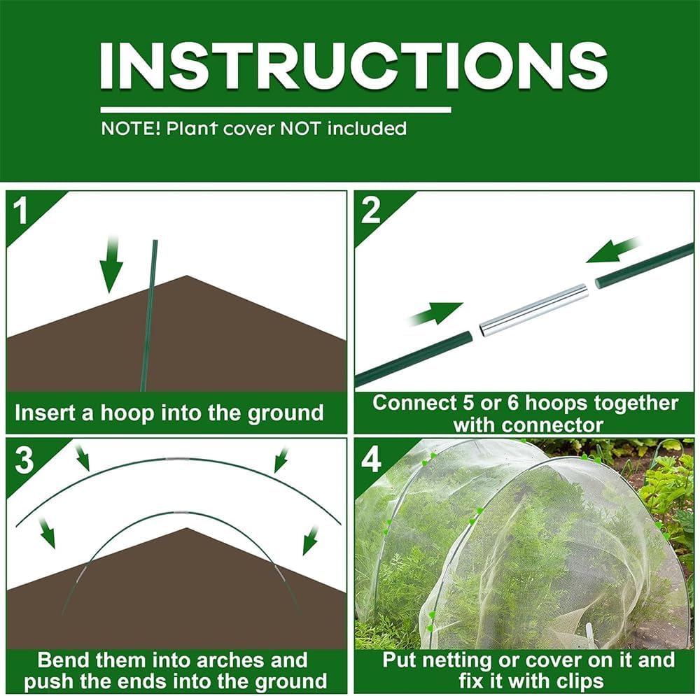Polytunnel para cama elevada, 40 arcos de túnel de plantas, neumáticos de túnel de jardín, arcos de túnel de polietileno envueltos con plástico, arcos de túnel de invernadero, neumáticos de