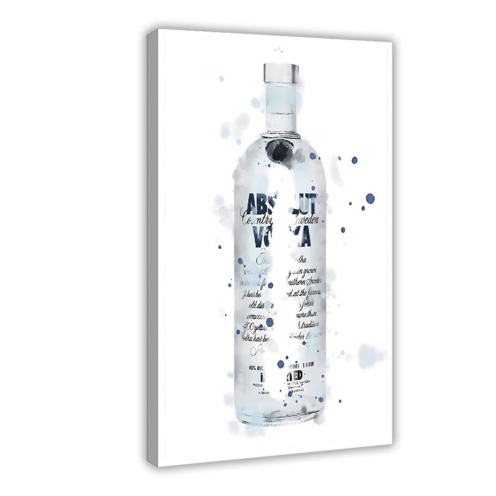 Absolute Vodka Kunstposter mit Tinte auf Leinwand, Wandkunst, Dekordruck, Gemälde für Wohnzimmer, Schlafzimmer, Dekoration, Rahmen: 60 x 90 cm