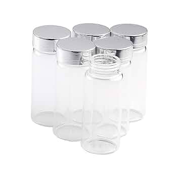 Amazon.com: 65 毫升空罐玻璃瓶儲存,鋁螺絲蓋銀色金屬蓋6 入(6