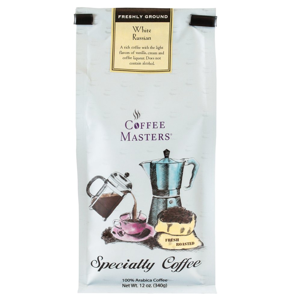 Coffee Masters Flavored Coffee, White Russian, Ground, 12-Ounce Bags (Pack of 4)