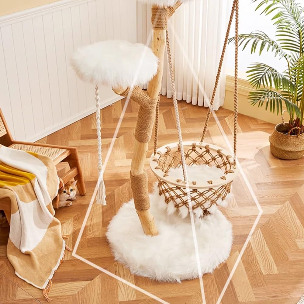 Katzenturm Kletterbaum for große Katzen, Schaukel, Hängematte, mehrstufige Unterteilung, Kratzbaum, wolkenförmiges Katzenspielzeug Aktivitätszentrum