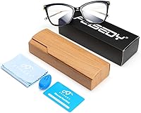 Vista 6 de FEISEDY - Marco de anteojos de ojo de gato de gran tamaño con bloqueo de luz azul para mujer B2589