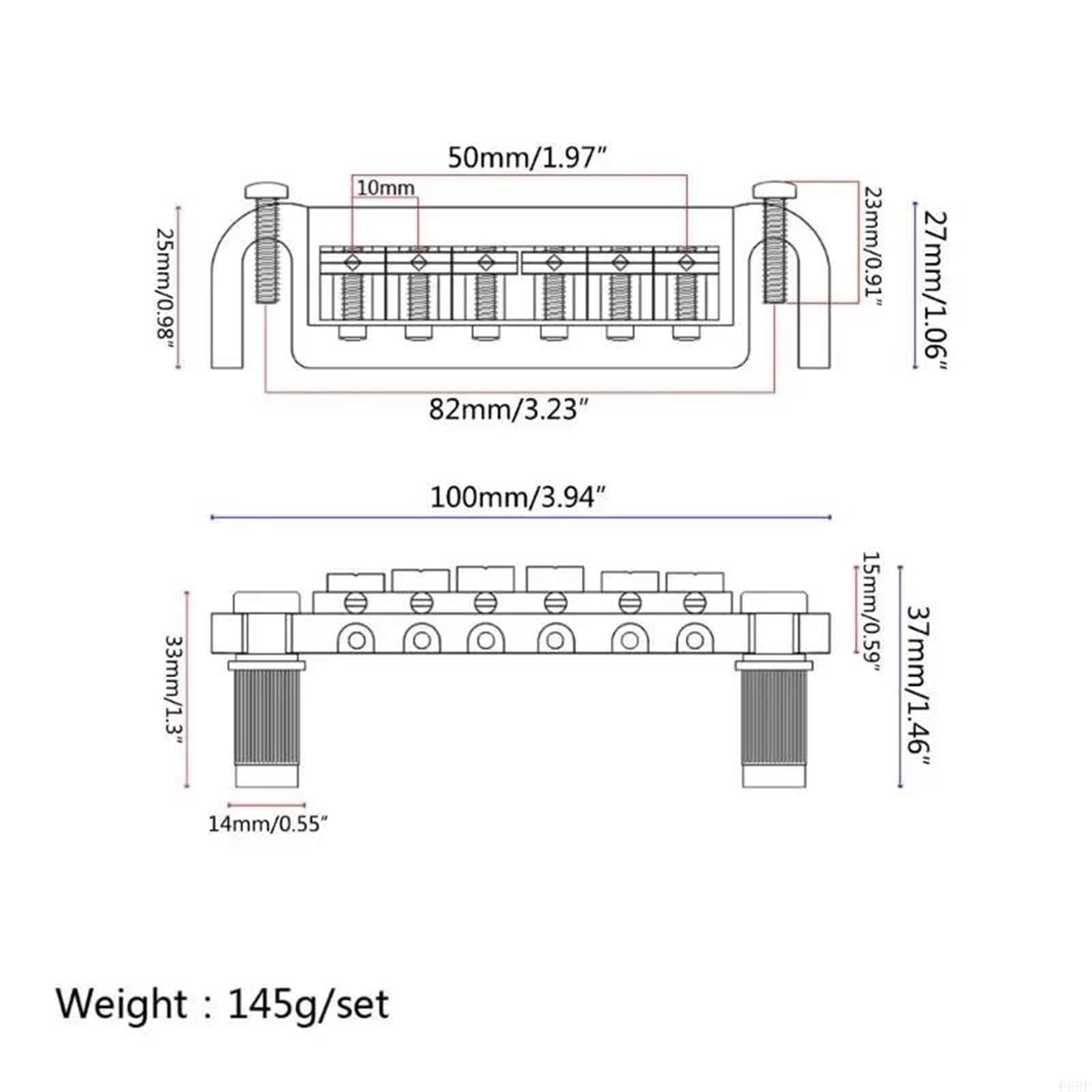 Płytka ogonowa mostka Wraparound Bridge Tail Plate Gold z rolką do akcesoriów gitarowych Mostek Gitary Profesjonalnej