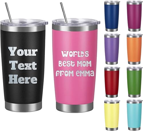 Miniatura 7 de Taza de café personalizada para mujeres y hombres con nombres, taza de viaje personalizada con tapa y pajita, regalos para el día de San Valentín y