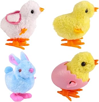 CICITOYWO Bunny and Jumping Chick Wind Up Toys Novelty Chicken Hopping Windup Toy for Kids Toddlers Adult Easter Egg Hunt Basket Stocking Stuffers Party Favors Goody Bag Fillers Gifts Colorful-2