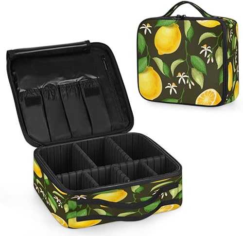 Bolsa de maquillaje de viaje para mujer, grande, cuadrada, portátil, profesional, de tren de coqueta, estuche para cosméticos con asa, deliciosos