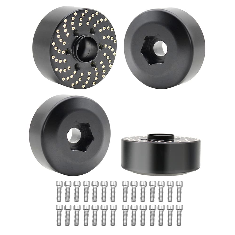 4pcs Brass Wheel Weights, 1/10 Brass Wheel Hex Hub Adapter for 1.9in / 2.2in Beadlock Wheel Rim RC Crawler Car Axial SCX10 Capra TRX4 TRX6 Weights (4pcs 15mm Brass Weights)