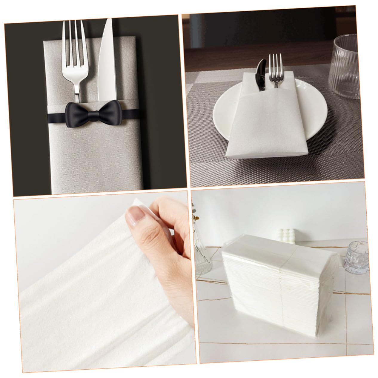 Servilletas Desechables 50 de Color Claro Diseño Grueso y Elegante, Material de Pulpa de Madera, Amigables la Piel para Boda y Cenas Ideales para Banquetes o Cenas