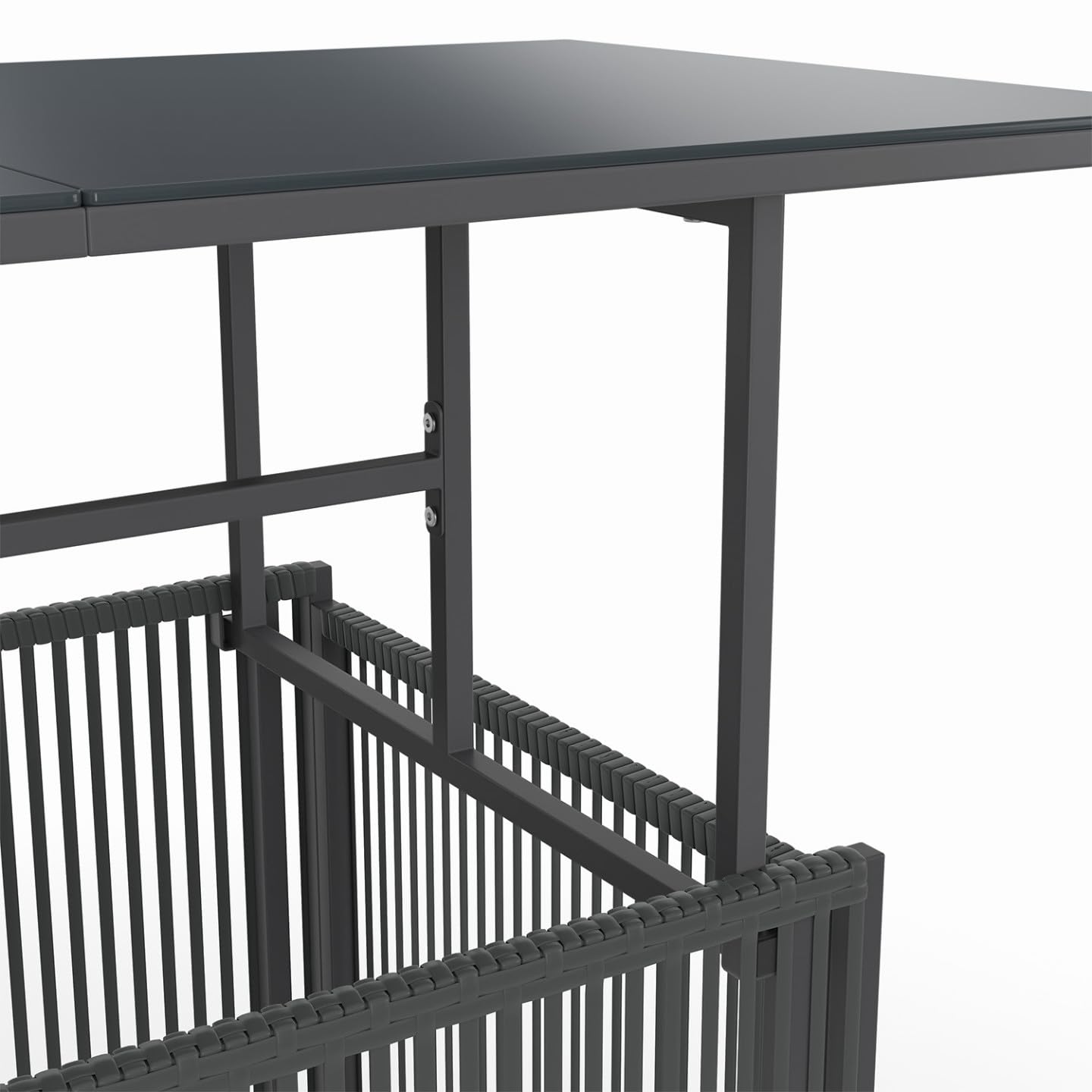 IDMarket - Table Basse de Jardin relevable rectangulaire 100 cm Rio Structure métal et Cordage Gris Anthracite