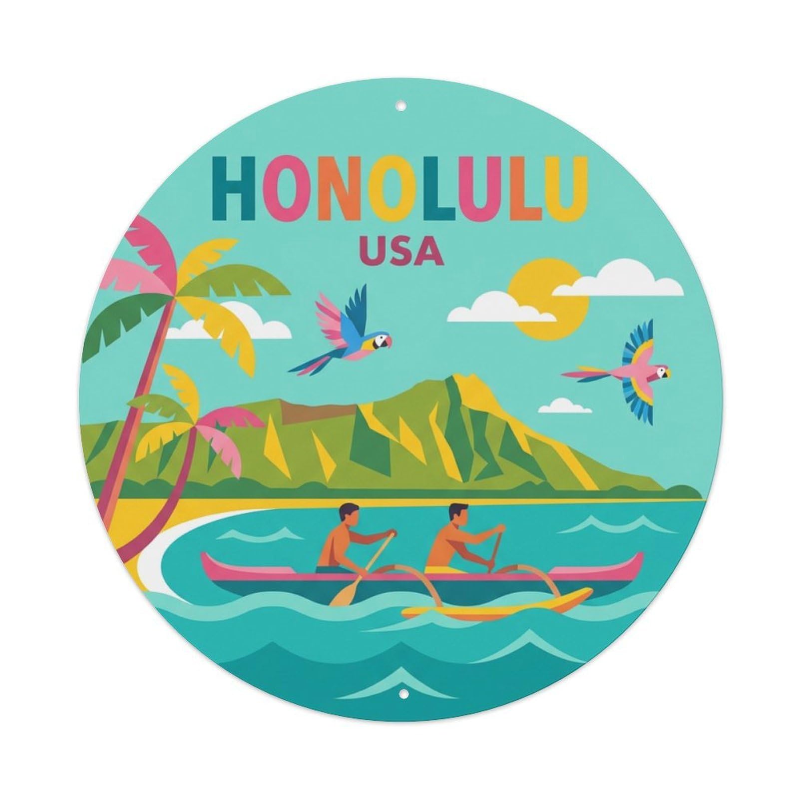 Vintage Travel Honolulu Hawaii Vibrance Metal Tin Sign