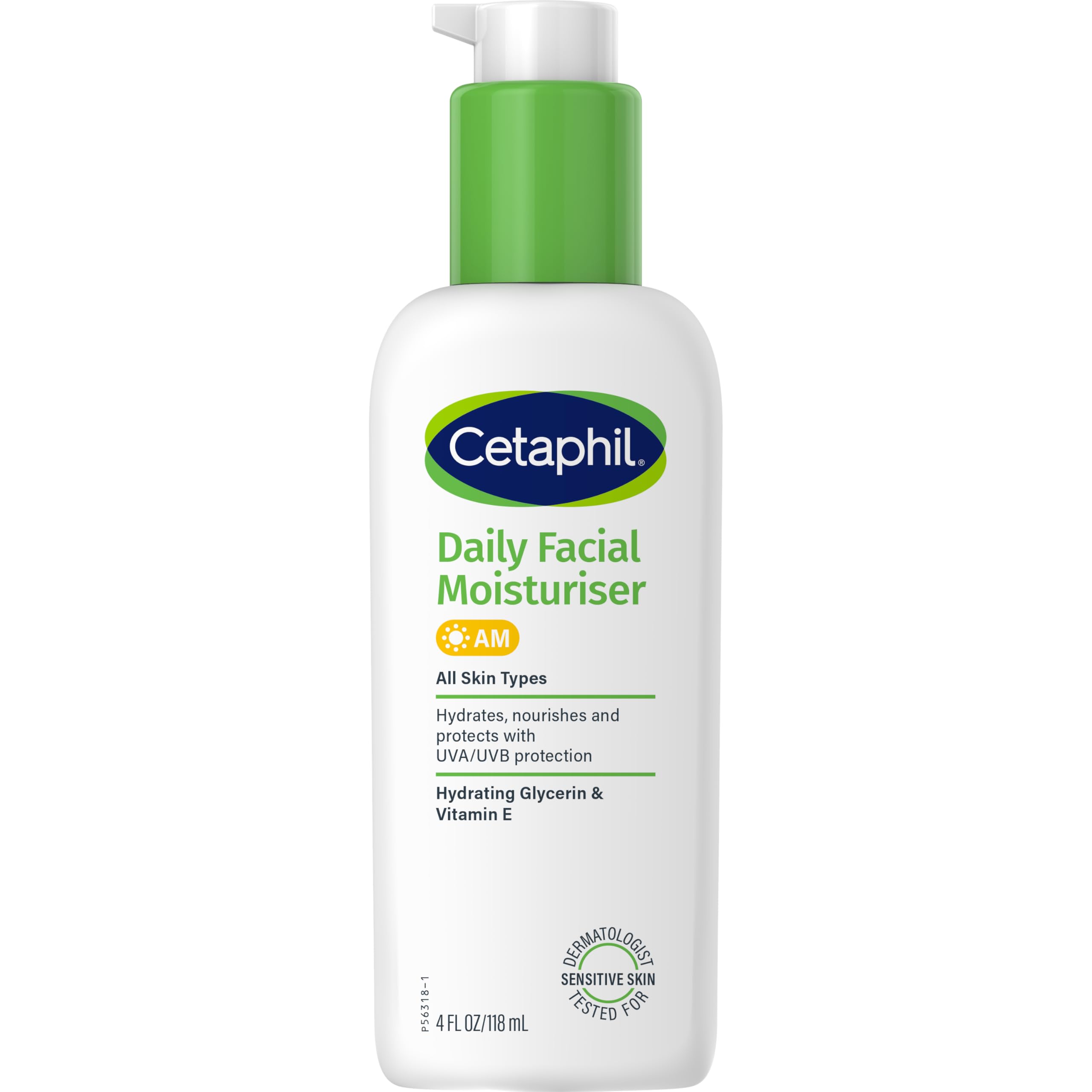 Cetaphil Daily Facial Moisturiser 118mL, with UVA & UVB Filters, Glycerin & Vitamin E, Non-Greasy,...