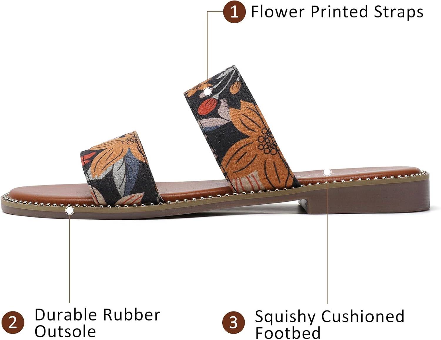 Tilocow Women's Summer Dressy Flat Sandals with Rivet Trim image 4