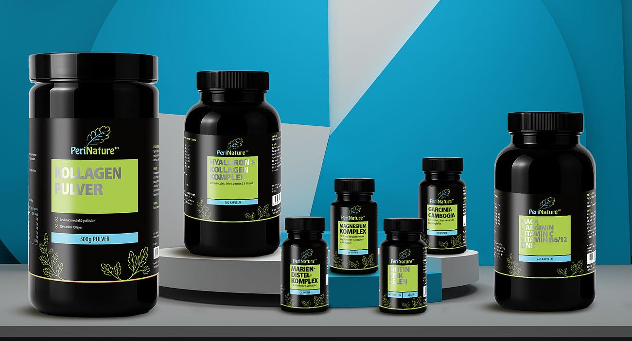 PeriNature Biotin Haarpflege: 365 Biotin-Selen-Zink-Tabletten und 180 Hyaluron-Kollagen-Kapseln (Kollagen Kapseln Hochdosiert, Collagen Kapsel)