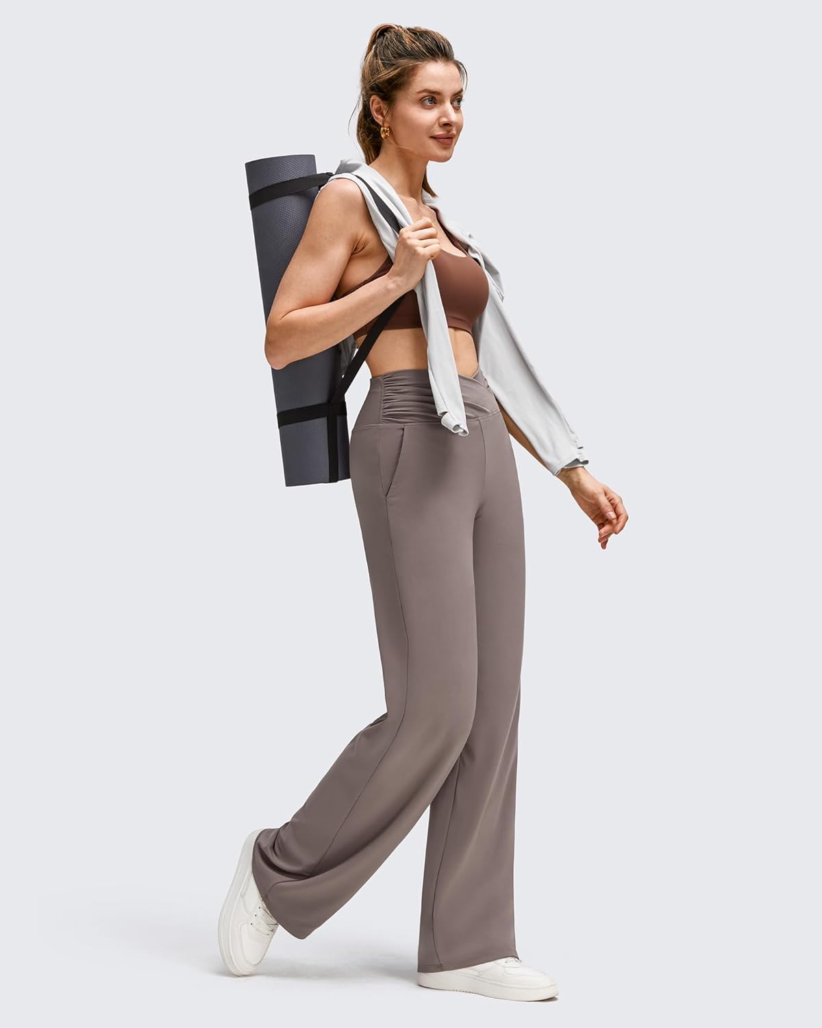 G4Free BareFeel High Stretch Wide Leg Yoga Pants for Women Side Pleated V Waist Casual Trousers with Pockets - Image 6