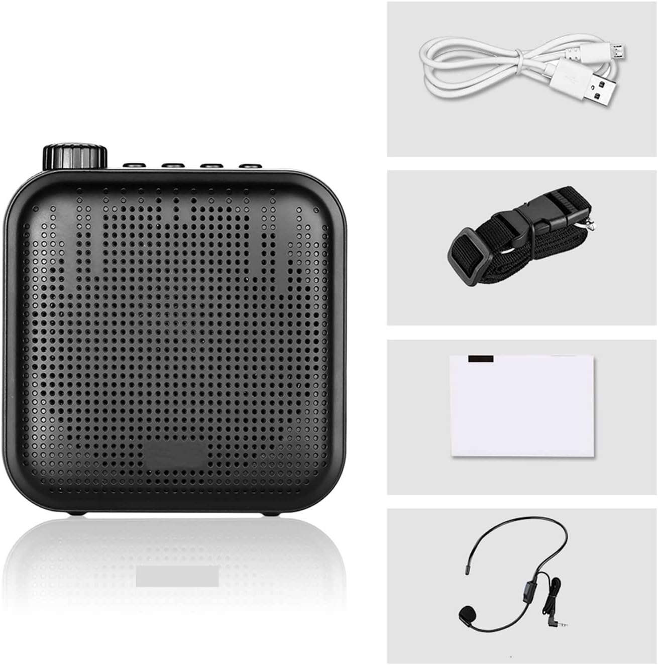 Megaphone Bullhorn 12W Portable Mini Voice Amplifier for Teachers Class Tour with Microphone Headset and Waistband Sound-amplifying Music Playing