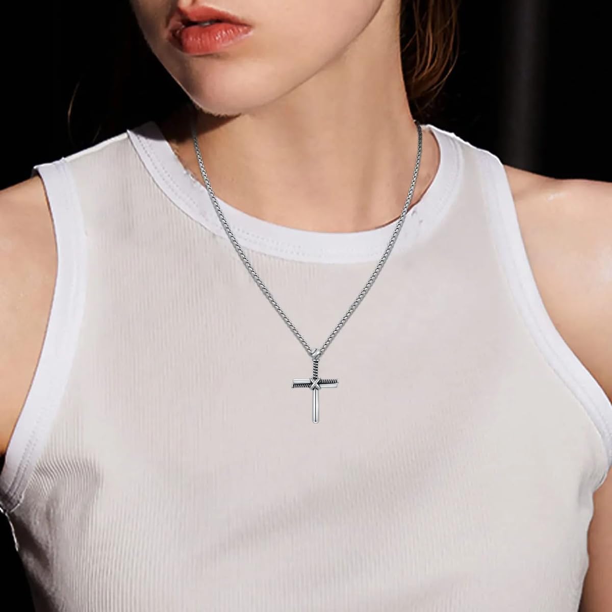 Cross Necklace for Men Women 925 Sterling Silver Crucifix/Baseball/Celtic/Ankh/Bone/Flag/Nail/Gothic Cross Pendant with Stainless Steel Chain for Him Birthday Christmas