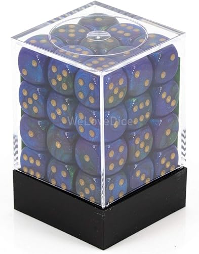 Miniatura 2 de Chessex Manufacturing DND - Juego de dados Chessex D&D de 0.472 in, juego de dados poliédricos de plástico Géminis, color azul, verde y dorado,