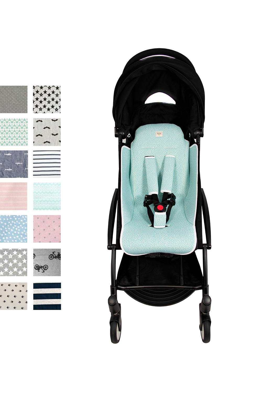 Fundas BCN® F191 - BabyZen Yoyo Pushcair Seat Liner + Harness Covers - Diversi Modelli Disponibili (Blue Safari)