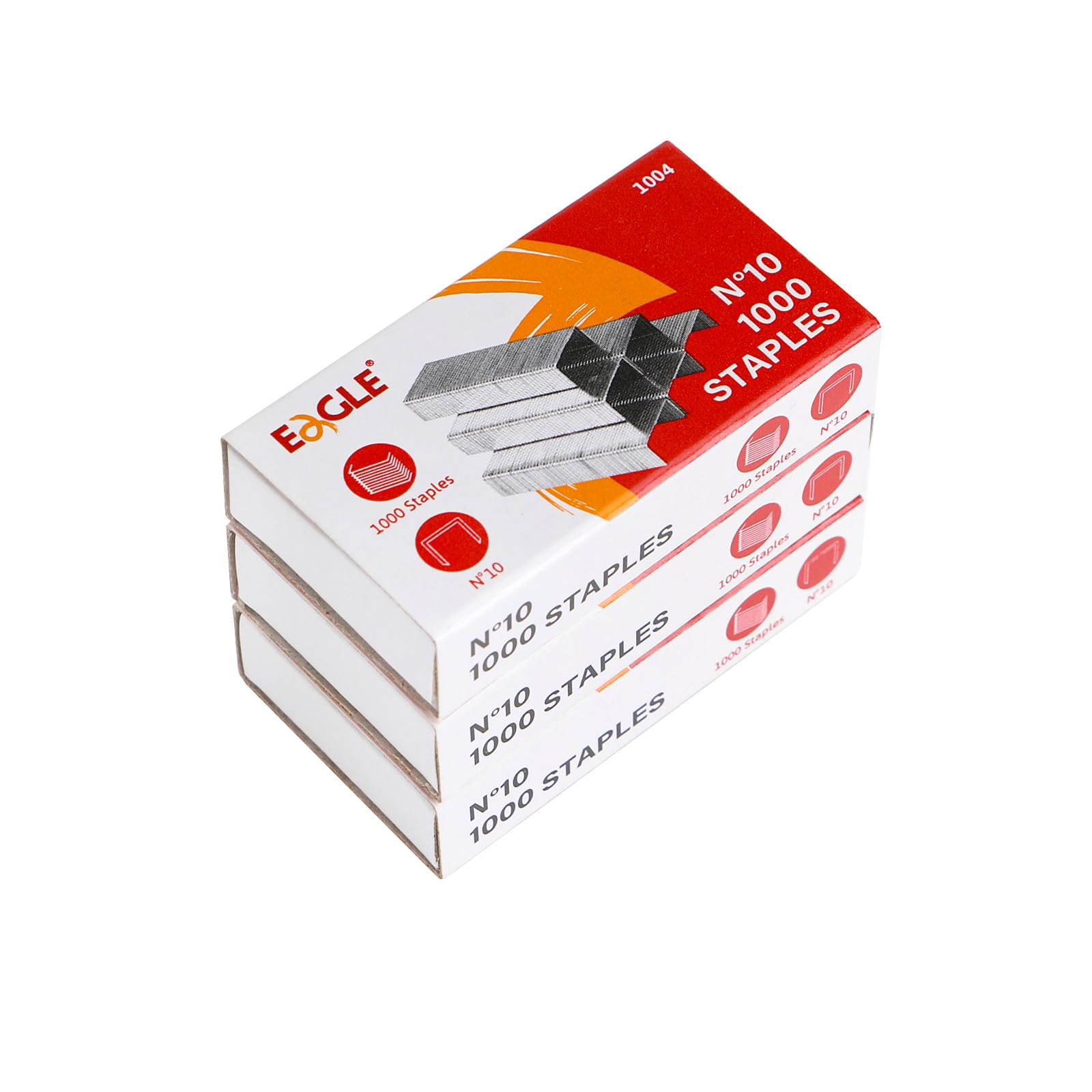 EagleNo.10 Mini Premium Staples for #10 Staplers, 1000 pcs Per Box, Pack of 3 Boxes, 3000 pcs in Total, Silver