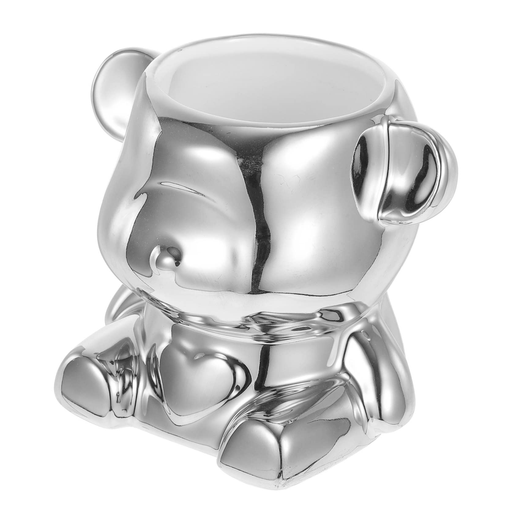 Cabilock Ceramic Bear Shaped Spoon Storage Holder Decorative Kitchen Utensil Organizer for Countertop Modern Kitchen Decor Neat Stylish Cutlery Holder for Forks Spoons Chopsticks