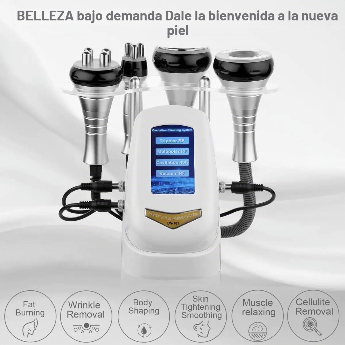 Máquina de cavitación 40K radiofrecuencia RF4 en 1, máquina de esculpir el cuerpo, rejuvenecimiento de la piel, uso doméstico, spa, cuidado de la piel, cara, cuello, brazo, cintura, muslo y glúteos