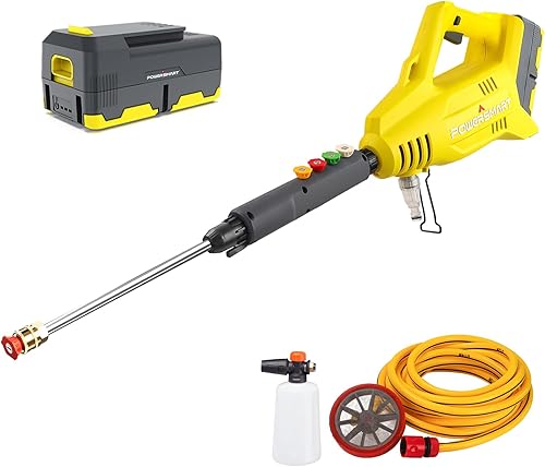 PowerSmart Lavadora a presión inalámbrica de 40 V 1100 PSI con batería de 4.0 Ah y cargador incluidos, alta presión para automóvil, cubierta,