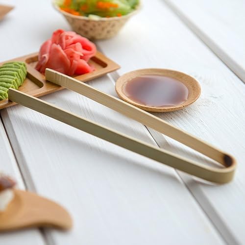 Miniatura 6 de Restaurantware Pinzas de bambú de 4 pulgadas, 100 pinzas de madera, resistentes a las grietas de bambú natural, pequeñas para catering o bufés