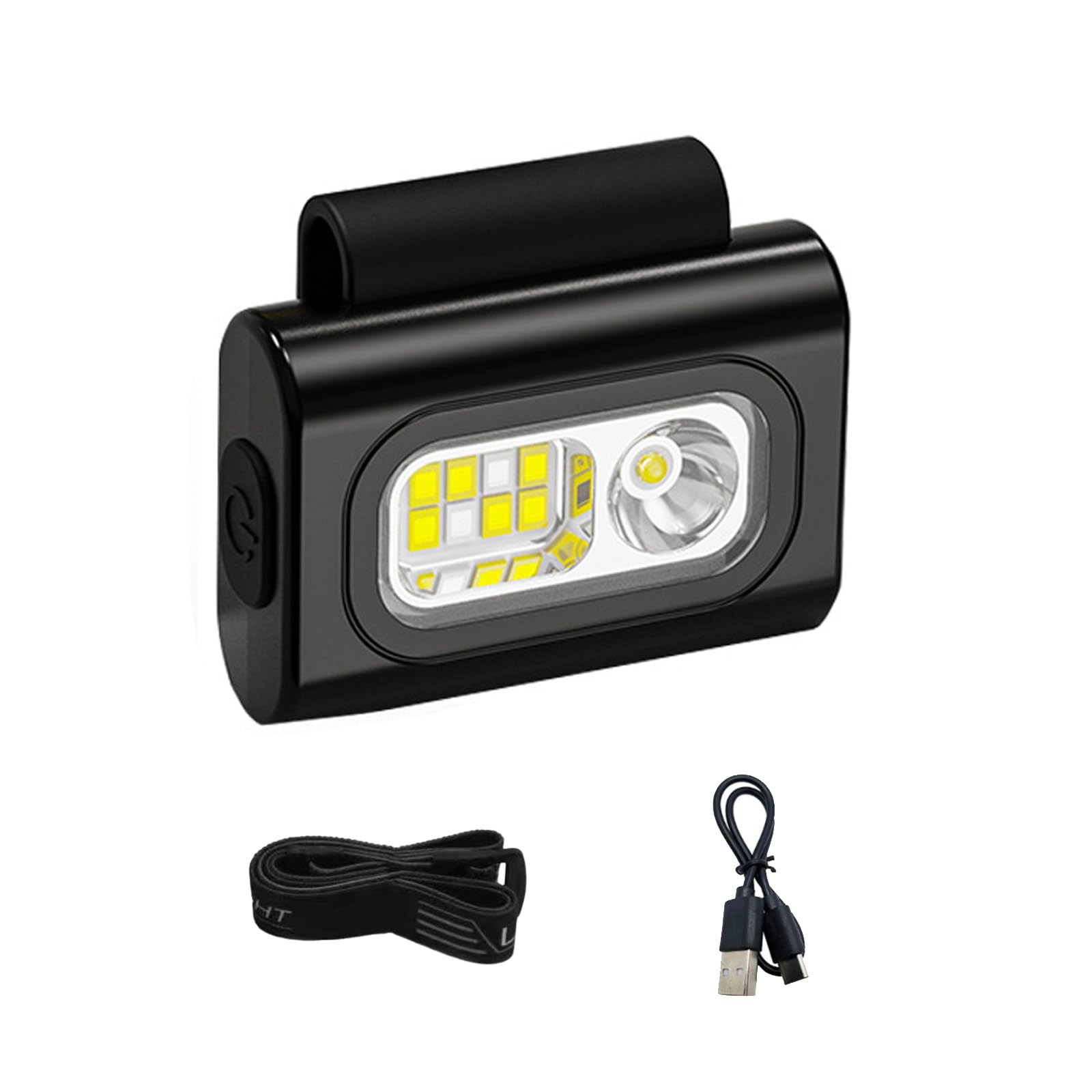 Hsioluted Black Headlamp Fishing Headlamp Night Waterproof Ipx6 Headlight Abs Silicone Texture For Fishing Waterproof Headlight For Cycling