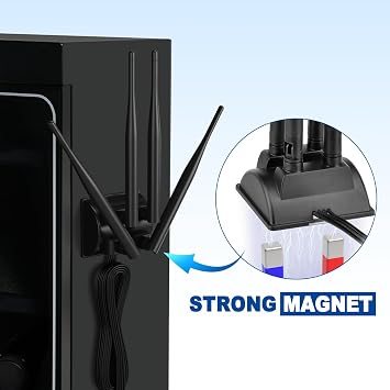 Eightwood 2.4GHz 5GHz Dual Band WiFi Antenna with 4 RP-SMA Male Connector | Magnetic Base, 6.5ft Cable, for PC Desktop Motherboard, PCIe Bluetooth Card, Wireless Router