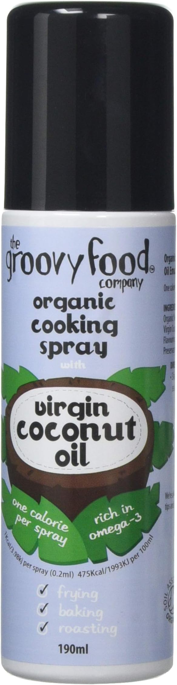 The Groovy Food Company Organic Cooking Spray with Virgin Coconut Oil 190ml (Pack of 12)