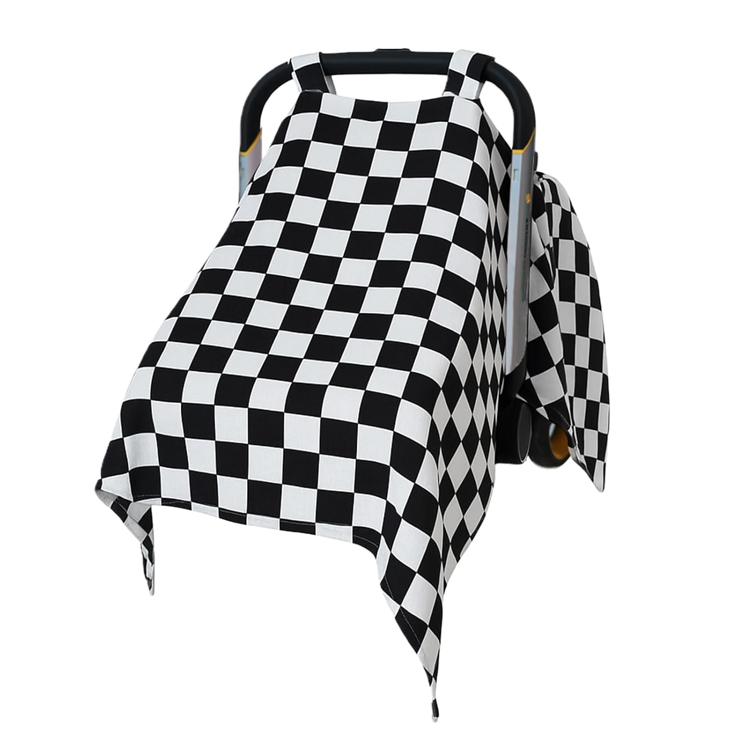 Muslin Car Seat Cover for Babies – Black & White Plaid Infant Carrier Canopy, Soft & Breathable Baby Carseat Cover, Lightweight Sunshade for Summer, Universal Fit for Boys & Girls Muslin Car Seat Cover for Babies – Black & White Plaid Infant Carrier Canopy, Soft & Breathable Baby Carseat Cover, Lightweight Sunshade for Summer, Universal Fit for Boys & Girls
