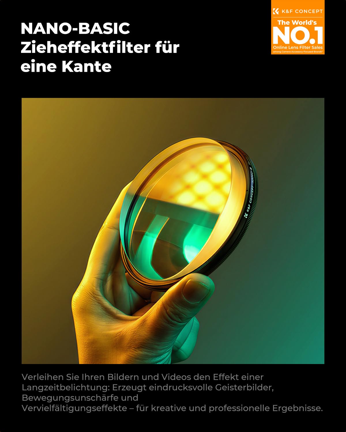 K&F CONCEPT 82mm Einzelbewegungsunschärfe-Effektfilter Optisches Glasprisma Spezialeffekt-Kameraobjektivfilter (Nano-B Serie)