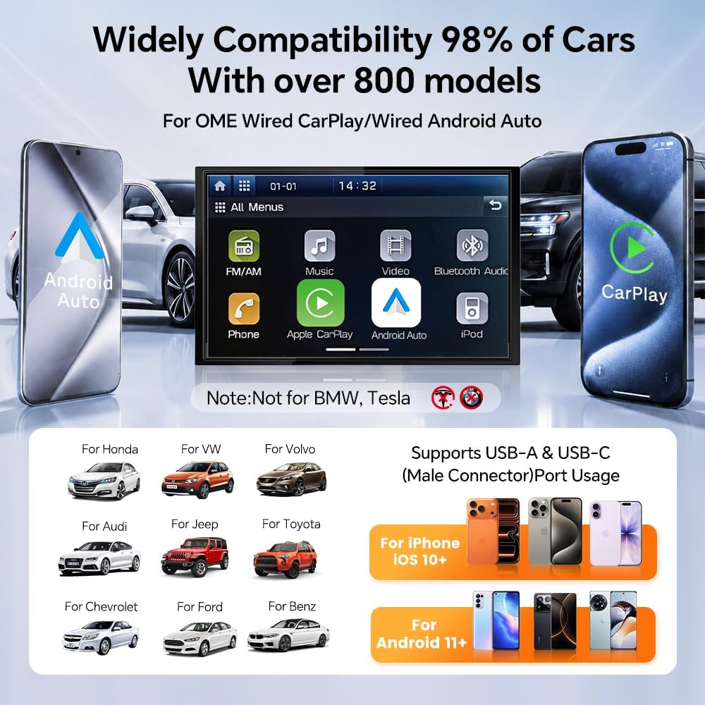 Carlinkit Mini Ultra 3 Wireless CarPlay Adapter, 2026 Upgrade Wireless Android Auto [Dual Band 5G/2.4G], Plug & Play for OEM Wired Cars, for iPhone iOS 10+ & Android 11+, Ultra Compact, Orange