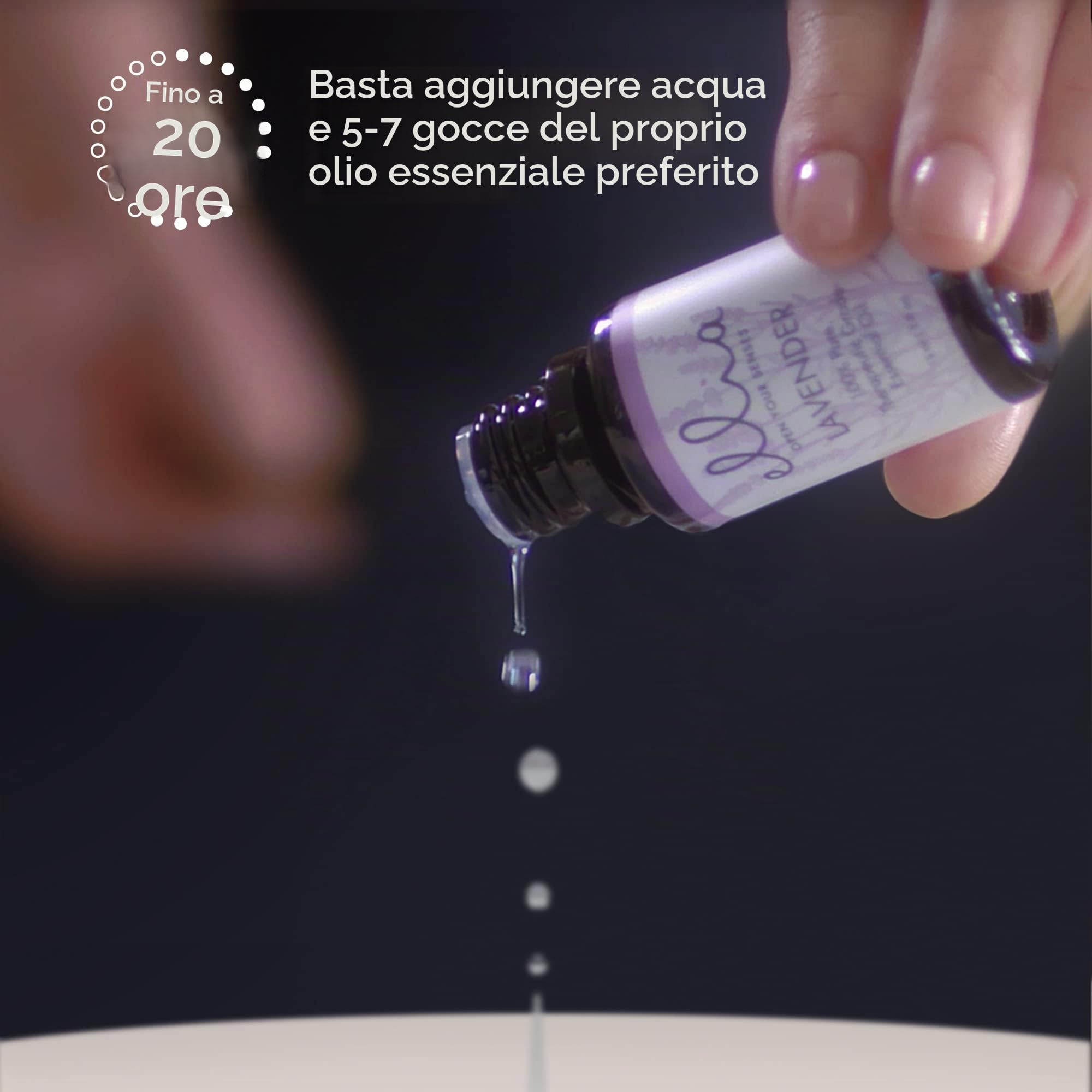 Homedics Ellia, Diffusore di Aromi e Oli Essenziali ad Ultrasuoni, Profumatore per Ambienti in Ceramica e Legno, Umidificatore Ambiente, Diffusore Ambiente con Luci Ambientali, Crema