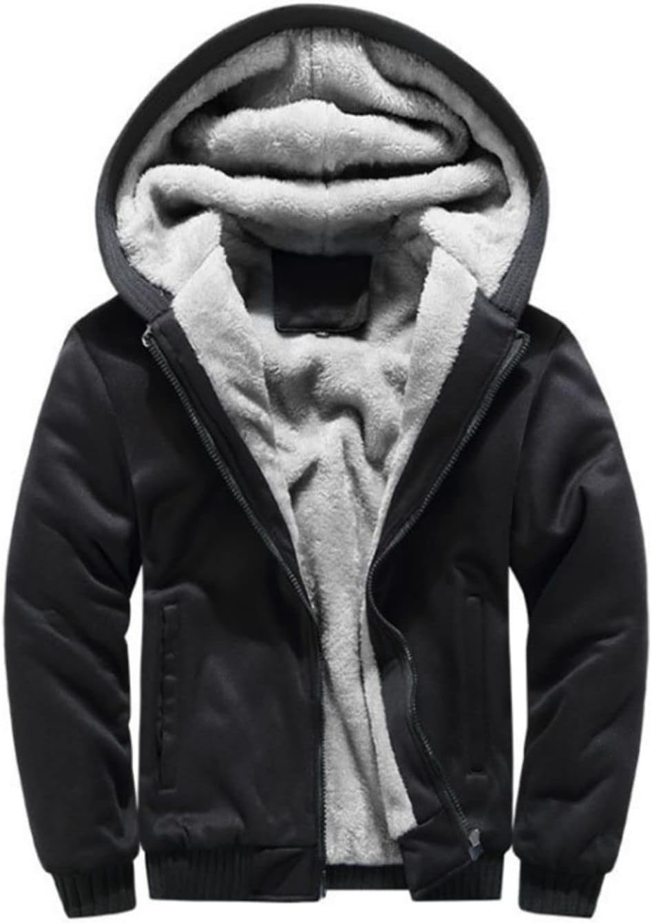 Kinkia Men's Winter Warm Fleece Hoodie Jacket Full Zip Up Thicken Sherpa Lined Hooded Outerwear Coats